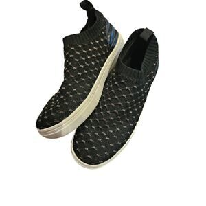 Skechers street memory foam womens 9 black mesh slip on glitter air cooling